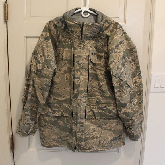 Air Force Tiger Stripe Parka All Purpose Environmental Camoflage Apecs Sz Large - Picture 1 of 16